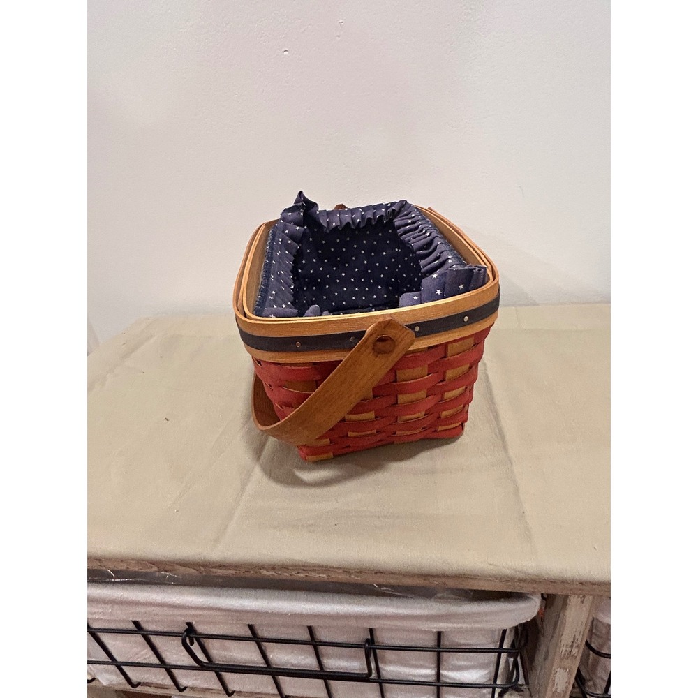Bradford Basket Company 1995 Flag Basket Patriotic Woven Wood Star Liner USA - Picture 5 of 6